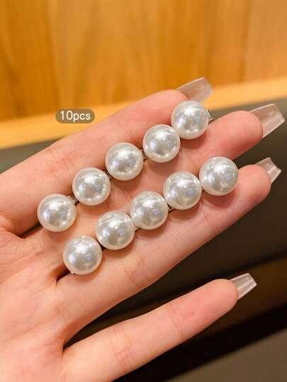 10 قطع مشابك شعر أطفال مزينة بخرز اصطناعي، اكسسوارات شعر أنيقة وأنيقة