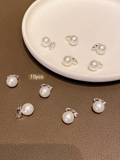 10 قطع مشابك شعر أطفال مزينة بخرز اصطناعي، اكسسوارات شعر أنيقة وأنيقة