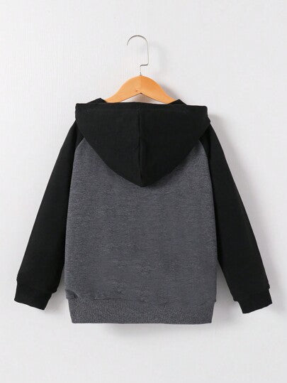 جاكيت شتوية مبطنة مع كابوشون للأولاد المراهقين، مقسمة باللون كتلة، ملابس خارجية دافئة