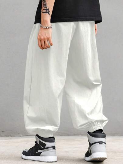 Manfinity EMRG بنطلون طويل للرجال بجيوب بسحاب، قصة مستقيمة، ملابس كاجوال عصرية للشارع، متعدد الاستخدامات