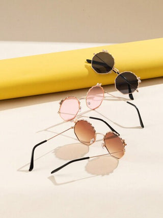 مجموعة نظارات أزياء مزينة بربطة عنق معدنية للأطفال 3 قطع