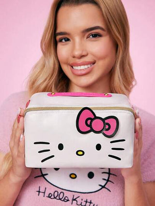 HELLO KITTY AND FRIENDS | SHEIN حقيبة كوزمتيك مطبوع عليها رسوم كارتونية لهالو كيتي باللون الأبيض مع إغلاق سحاب