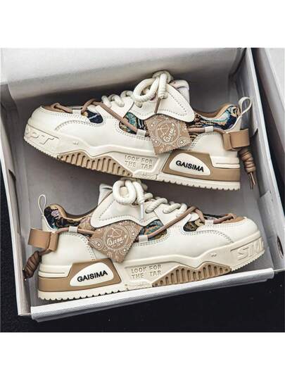 DareSee أحذية رياضية عشوائية التصميم جرافيتي ذات قاعدة سميكة مضادة للانزلاق ، تنفس كاجوال للرجال مناسبة للصيف ومهرجانات الموسيقى وحفلات Y2K والعودة للمدرسة