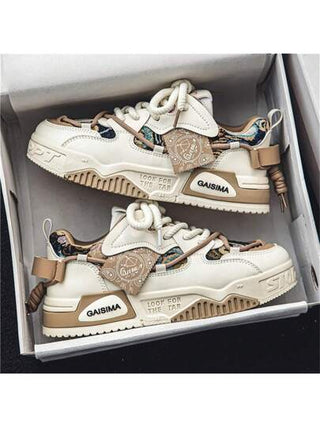 DareSee أحذية رياضية عشوائية التصميم جرافيتي ذات قاعدة سميكة مضادة للانزلاق ، تنفس كاجوال للرجال مناسبة للصيف ومهرجانات الموسيقى وحفلات Y2K والعودة للمدرسة