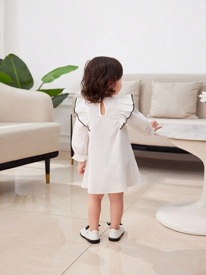 فساتين بيبي فستان أنيق بطراز أميرة مزين بفيونكة، تصميم فني أنيق للبنات، خريف/شتاء