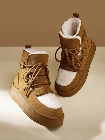 CUCCOO Quty بوت كاحل ذات قاعدة سميكة دافئة للثلج للسقوط والاحتفالات بعيد الميلاد ورأس السنة الجديدة