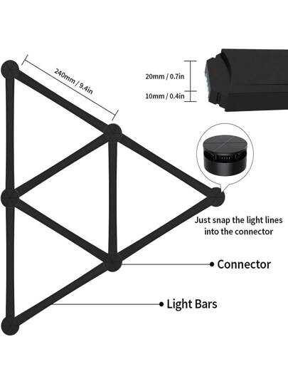 أشرطة إضاءة الحائط ذكية بتقنية الواي فاي RGB، 16 مليون + لون، قابلة للتخفيت بتطبيق، مزامنة الموسيقى ضوء الليل للعب، غرفة النوم، ديكور الحائط المنزلي مجموعة أشرطة الإضاءة LED تعمل مع الكسندر وأليكسا (9 خطوط إضاءة LED)