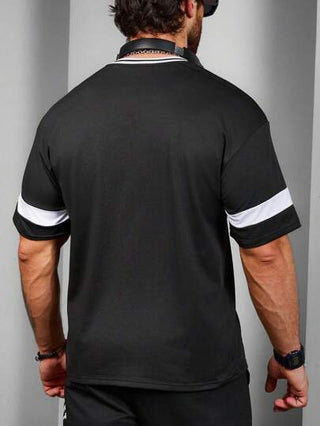 Sport MetroGents تي شيرت رياضي كاجوال قصير الأكمام بطبعة رسوم حرفية وشرائط للرجال بأسلوب صديق ،تي شيرت أساسي ،تي شيرت بسكتبول ،هودي بأسلوب صديق للرجال