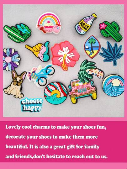 مجموعة عشوائية 10/18/25/30 قطعة من سلسلة تشارم الأحذية لموسم الصيف والشاطئ للحرير, إكسسوارات الأحذية زخرفة ذات جودة عالية وشعبية، هدايا رائعة للمراهقين والرجال والنساء والكبار