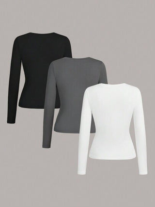 TaskEZ ملابس علوية تحت الموحدة طويلة الأكمام فائقة النعومة، طقم 3 قطع من الموحدة متعددة الألوان، قمصان الموحدة، مناسبة للربيع/الخريف، مثالية للاستخدام اليومي والتمارين الرياضية