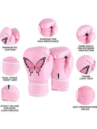 قفازات ملاكمة جلد PU زوج واحد للنساء والمراهقات، قفازات تدريب احترافية للنساء البالغات للكيك بوكسينج والفنون القتالية المختلطة والكيس الملاكمة والتايكوندو والرياضات القتالية