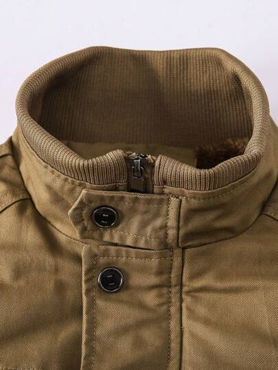 Manfinity LEGND جاكيت رجالي بنمط عسكري، جاكيت كاجوال من النايلون الواقي من الرياح، معطف رياضي للخارج، جاكيت خفيفة طويلة الأكمام للخروج، هدية للأصدقاء والأزواج والخطباء