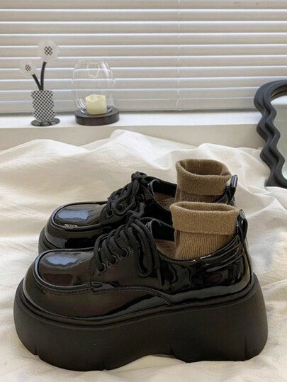 أحذية أوكسفورد حريمي أحذية أكسفورد فينتاج بسُمك الوحدة لربطة الأحذية للنساء موديل ربيع 2024 الجديد المتعدد الاستخدامات الكاجوال المسطحة