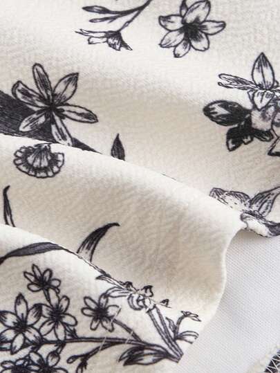 SHEIN MOD بدلة مناسبة للنساء مكونة من سترة كامي ذات طبعة زهرية عتيقة وبنطال واسع الساق، للاستخدام الرسمي في العمل أو الكاجوال في العطلات والرحلات البحرية ، أناقة التسعينيات