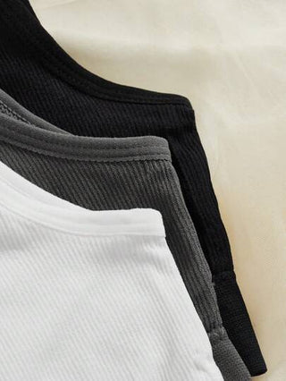 Shein Underwear&Sleepwear Basics 5 قطع عبوة ملابس علوية تريكو أنبوبي أساسي بلون سادة للرياضة