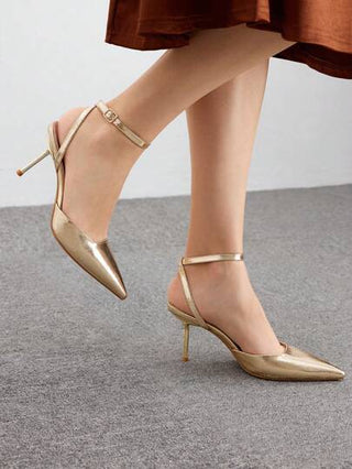 CUCCOO BIZCHIC أحذية كعب عالي ذات نقاط وكاحل محكم باللون الذهبي للنساء، مناسبة للنزهة والمواعدة والحفلات والزفاف والأعياد مثل عيد الميلاد والسنة الجديدة والخريفرمضان