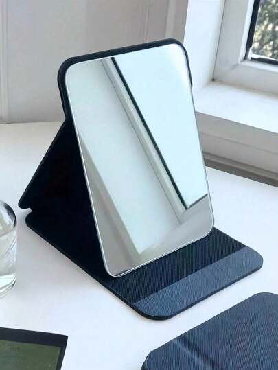 SHEIN قطعة واحدة من مرآة المكياج البسيطة للحمام والنوم، مرآة محمولة للطالب بمكتب ذاتي الصيانة, مرآة تستخدم على المكتب, مرآة للمجوهرات محمولة باليد, مرآة طاولة قابلة للتعديل, مرآة طاولة تسريح للطالب بالسكن الجامعي, ديكور منزلي, إكسسوارات حمام وتجميل لموسم