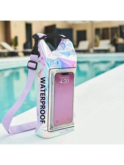 حقيبة كتف مضادة للماء سعة 67.63 أونصة مع جيب للهاتف - ملونة ، من مادة PVC للترفيه والسباحة خارج المنزل. حقيبة تخزين محمولة مقاومة للماء سعة 67.63 أونصة ، غطاء هاتف محمول - اكسسوارات القوارب والكياك - ضروريات للتخييم والسباحة والشاطئ والصيد والتجديف والسفر