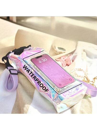 حقيبة كتف مضادة للماء سعة 67.63 أونصة مع جيب للهاتف - ملونة ، من مادة PVC للترفيه والسباحة خارج المنزل. حقيبة تخزين محمولة مقاومة للماء سعة 67.63 أونصة ، غطاء هاتف محمول - اكسسوارات القوارب والكياك - ضروريات للتخييم والسباحة والشاطئ والصيد والتجديف والسفر