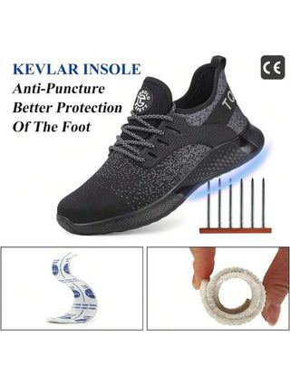 أحذية أمان للعمل بمقدمة فولاذية للرجال مقاسات كبيرة ، سوليد لين ، مقاوم للصدمات ، مقاوم للاختراق ، قابل للتنفس ، خفيف الوزن ، مضاد للانزلاق ، مقاوم للماء ، متوفر أيضًا في مقاسات إضافية صغيرة وكبيرة ، معتمد