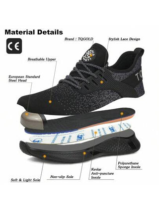 أحذية أمان للعمل بمقدمة فولاذية للرجال مقاسات كبيرة ، سوليد لين ، مقاوم للصدمات ، مقاوم للاختراق ، قابل للتنفس ، خفيف الوزن ، مضاد للانزلاق ، مقاوم للماء ، متوفر أيضًا في مقاسات إضافية صغيرة وكبيرة ، معتمد