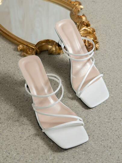 صنادل نسائية ذات كعب عالي مفتوحة من الأمام بتصميم بسيط ومريح، مجموعة صيف 2025 الجديدة