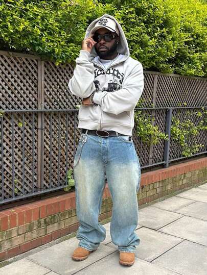 جينز رجالي مستقيم الساق بطراز أمريكي كلاسيكي