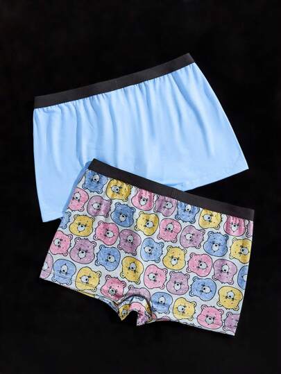 SHEIN X Care Bears سروال داخلي رجالي بطبعة دب جذاب ومريح