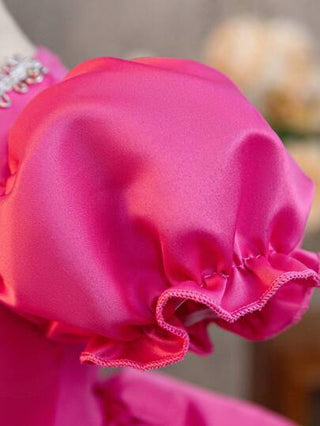 فساتين بيبي Glamorique Kids فستان أميرة للبنت الرضيعة، فستان على شكل حرف آي مع أكمام منتفخة فوشيا مع طبقة من الشبكة، زخرفة جوهرية للحفلة العيد الميلاد، الزفاف، العطلة، المنصة، زي هالوين، الطاقة الاستوائية