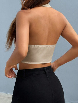 EZwear بدلة كاكي للنساء جاكيت بدون أكمام مُنسوجة