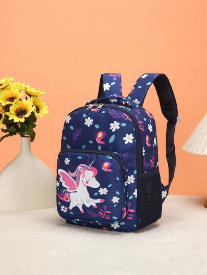 1 قطعة حقيبة ظهر ذات طبعة كارتونية جميلة للفراشة والوحيد، توزيع عشوائي للنقش