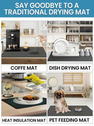 1قطعة من سجادة القهوة للمطبخ لآلة تحضير القهوة على الطاولة، وسادة توزيع المياه الماصة بقوة، مرتكز عازل، وحصيرة مقاومة للزيت، إكسسوارات سجادة بار القهوة للطاولة عالية الامتصاص مضادة للانزلاق من السيليكون لتجفيف الأطباق في المطبخ، سادة صرف هدية مناسبة...