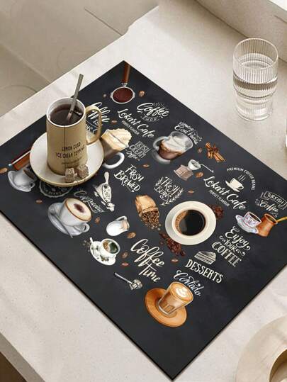 1قطعة من سجادة القهوة للمطبخ لآلة تحضير القهوة على الطاولة، وسادة توزيع المياه الماصة بقوة، مرتكز عازل، وحصيرة مقاومة للزيت، إكسسوارات سجادة بار القهوة للطاولة عالية الامتصاص مضادة للانزلاق من السيليكون لتجفيف الأطباق في المطبخ، سادة صرف هدية مناسبة...