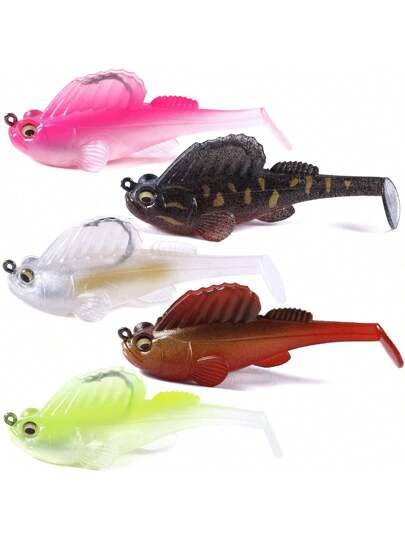 طعوم صيد سمك ناعمة للمياه العذبة والمالحة ، رؤوس صنارة خطافية مرفقة مسبقًا ، سمكة زعانف قرصية للصيد من أسماك القاع ، هدايا صيد رائعة