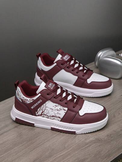 حذاء رياضي كاجوال مريح مطبوع بنمط الغابة ذو طابع شخصي للرجال، تصميم أنيق متعدد الاستخدامات، بنمط نيش مع ربطة أمامية وأعلى منخفض، مناسب للزوجين