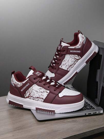 حذاء رياضي كاجوال مريح مطبوع بنمط الغابة ذو طابع شخصي للرجال، تصميم أنيق متعدد الاستخدامات، بنمط نيش مع ربطة أمامية وأعلى منخفض، مناسب للزوجين