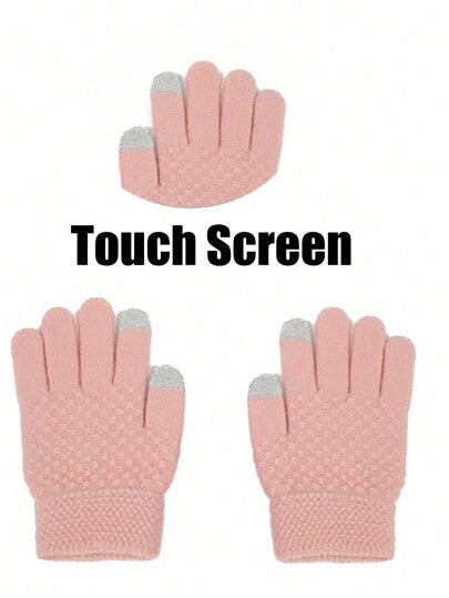 3 قطع قبعة وقفازات وشال منسوجة دافئة للأطفال في الشتاء، طقم قبعة وغطاء رقبة مبطن حراريا للأولاد والبنات الصغار