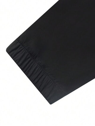 Manfinity EMRG بنطلون رجالي أحادي اللون بجيب وسحاب، بنطلون سراويل بقصة ضيقة مريحة للعطلات الطويلة، هدايا للزوج والصديق