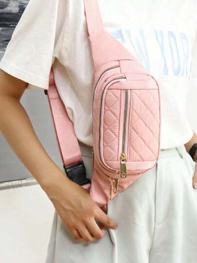 أحذية أوكسفورد حريمي حقيبة خصر خصر مخططة للإناث من أكسفورد مقاومة للماء، حقيبة أحزمة مصمم للصدر عبر الجسم، حقيبة خصر موضة حقيبة الورك موز