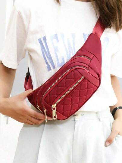 أحذية أوكسفورد حريمي حقيبة خصر خصر مخططة للإناث من أكسفورد مقاومة للماء، حقيبة أحزمة مصمم للصدر عبر الجسم، حقيبة خصر موضة حقيبة الورك موز