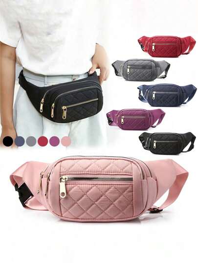 أحذية أوكسفورد حريمي حقيبة خصر خصر مخططة للإناث من أكسفورد مقاومة للماء، حقيبة أحزمة مصمم للصدر عبر الجسم، حقيبة خصر موضة حقيبة الورك موز