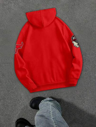 Manfinity Homme سترة كاجوال برقبة هودي مع جيوب، طباعة نص 'بوسطن' للأكمام الطويلة، هدية للأصدقاء والأزواج والأحباء، مقاسات كبيرة للرجال