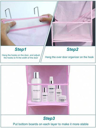 قطعة واحدة منظم معلق على الباب ب- 4 طبقات، منظم تخزين جداري للمستحضرات التجميلية ذو سعة كبيرة بأكياس شبكية شفافة، للمطبخ والحضانة والحمام والدولاب والغرفة وغرفة الطالب، لحفاضات الأطفال وألعابهم (شبكية وردية 4 طبقات)، ديكور احتفالي، ديكور غرفة، ديكور...
