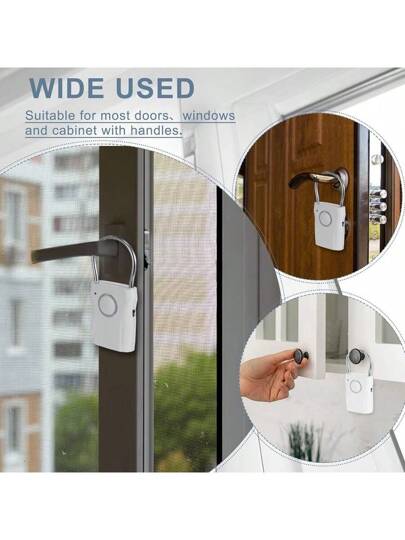 تنبيه مقبض الباب و قفل باب محمول 120ديسيبل تنبيه باب للأمن المنزلي إنذار دخول الباب استشعار مقبض الباب إنذار إنذار السطو على النوافذ للأمن المنزلي سلامة الأطفال (أبيض)