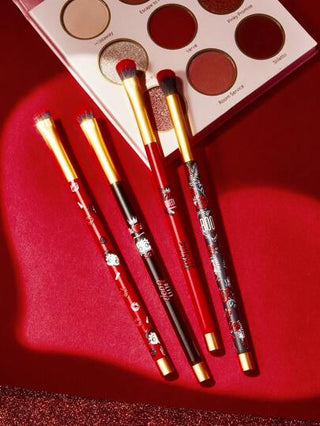 Betty Boop x SHEIN 4 فرش مكياج بنقوش شخصيات كرتونية وزهور، مع محفظة تخزين، هدايا