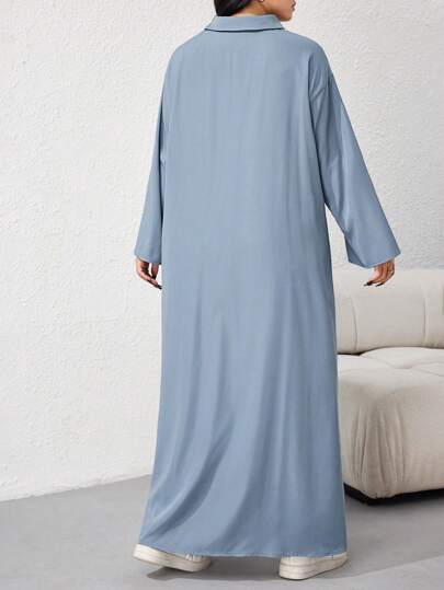 Mulvari فستان قميص كاجوال أحادي الصدر فضفاض بأكمام بكسرات مطبوع بالأزهار مقاس كبير، ربيع/صيف