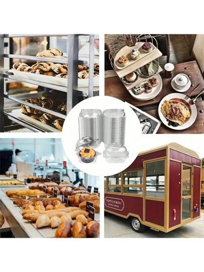 20/50 قطعة علب حلوى وحفلات إحاطة رأس الدب الاستهلاكية - مثالية للحفلات والمافن والكعك | حاويات بلاستيكية دائرية للمعجنات مع غطاء قابل للطي