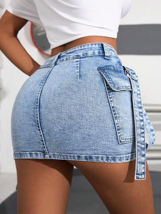 PETITE تنورة جينز قصيرة كاجوال صيفية