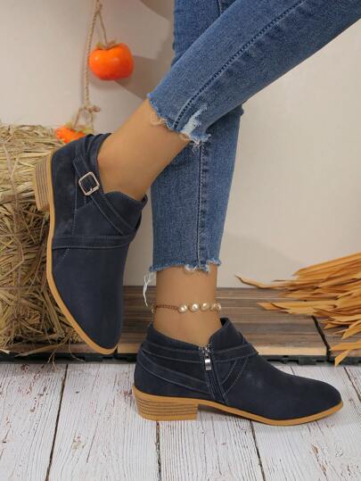 بوت شيلسي كاجوال للمترددين ذات سحاب مريحة بكعب منتصف العرض كلاسيكية رجعية للنساء, يتناسب مع الكارديجان