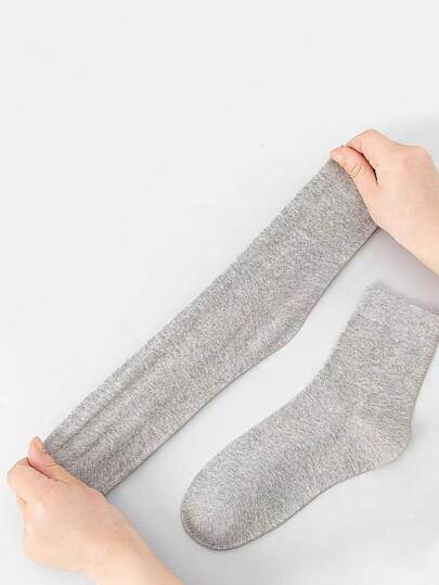 1/3/5/10/20/50 زوج جوارب بحرية ذات لون واحد عالية الساق للرجال في فصل الخريف والشتاء ، جوارب رياضية كاجوال للأعمال - المقاسات الأوروبية/الأمريكية ، أسود وأبيض